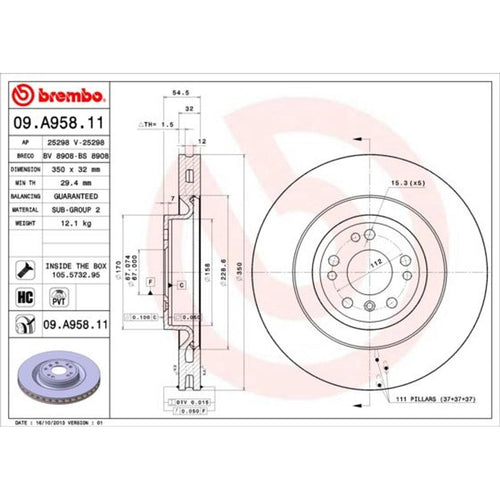 Disco de freno delantero bilateral ventilado