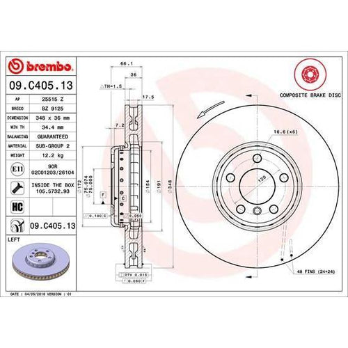 Disco de freno delantero izquierdo ventilado