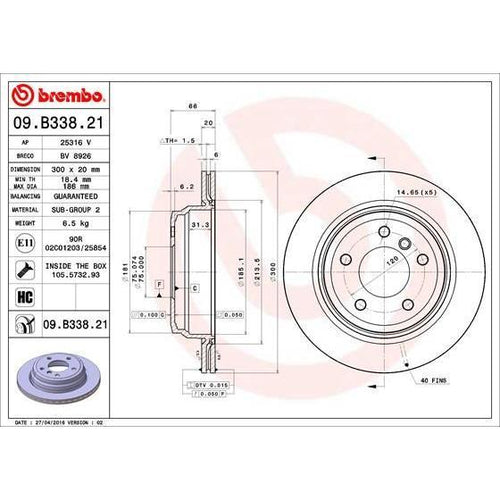 Disco de freno trasero bilateral ventilado