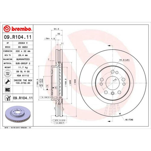 Disco de freno delantero bilateral ventilado