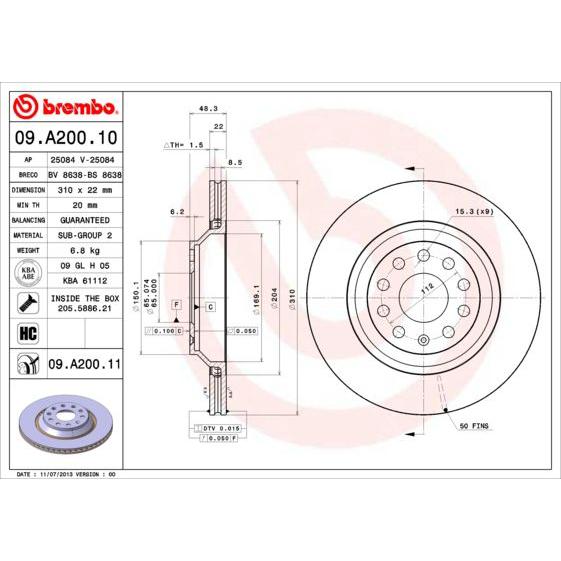 Disco de freno trasero bilateral ventilado