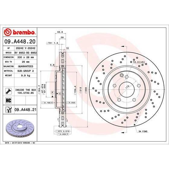 Disco de freno delantero bilateral hiperventilado · 2034211312