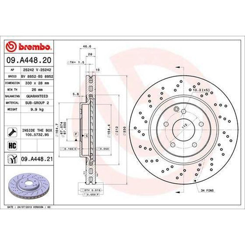 Disco de freno delantero bilateral hiperventilado