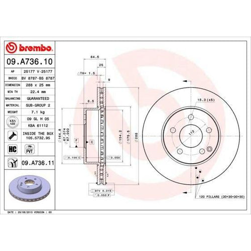 Disco de freno delantero bilateral ventilado