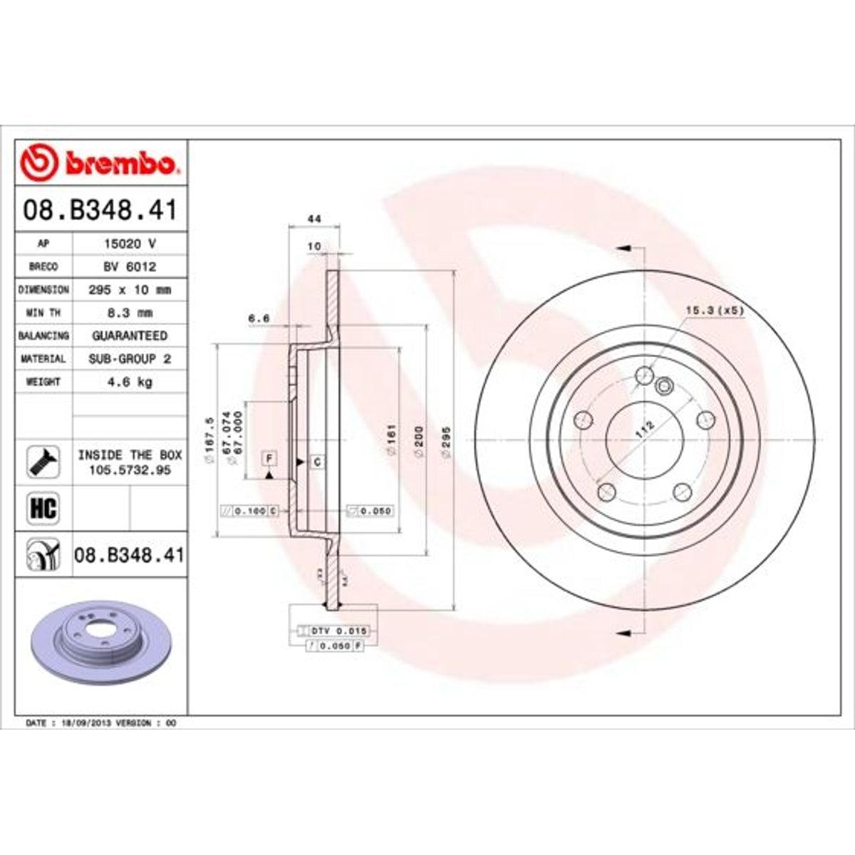 Disco trasero bilateral solido 295mm