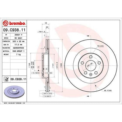 Disco de freno trasero bilateral ventilado