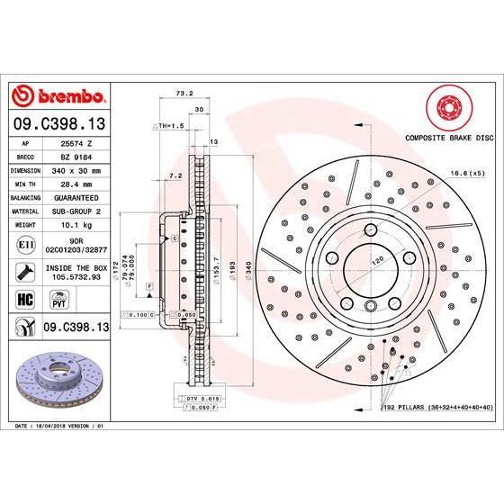 Disco de freno delantero hiper ventilado
