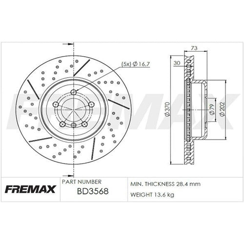 Disco de freno delantero bilateral hiperventilado