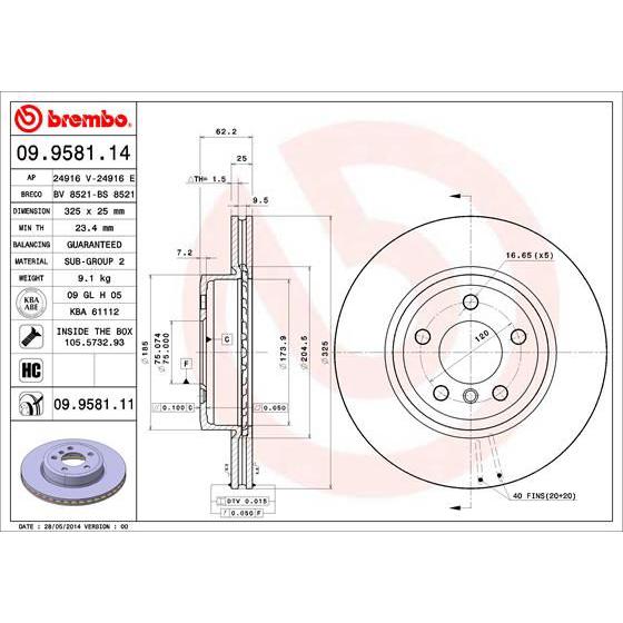 Disco de freno delantero bilateral ventilado
