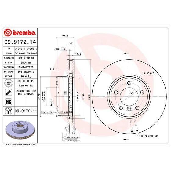 Disco de freno delantero bilateral ventilado