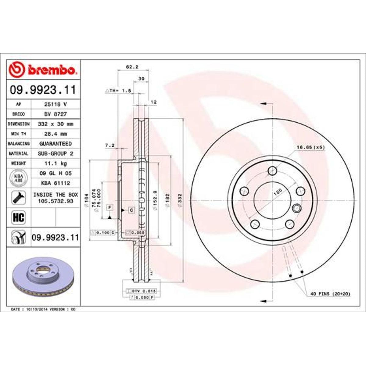 Disco de freno delantero bilateral ventilado