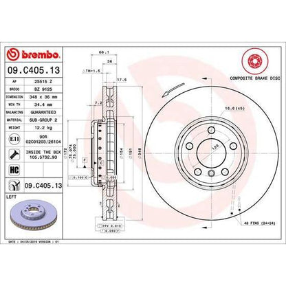 Disco de freno delantero izquierdo ventilado
