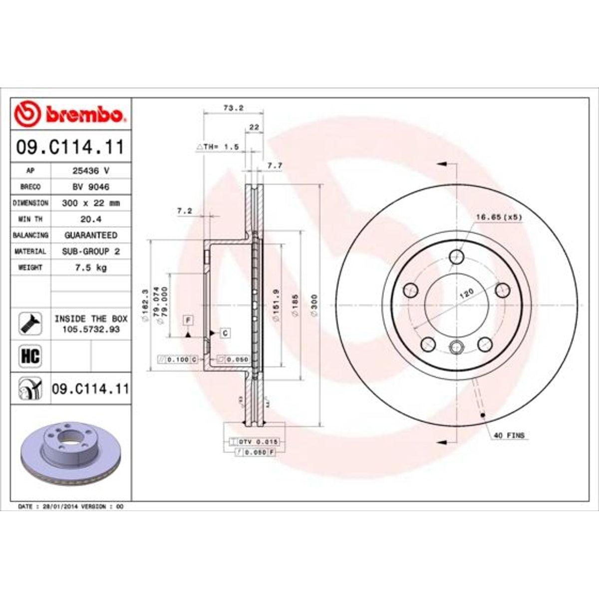 Disco de freno delantero bilateral ventilado