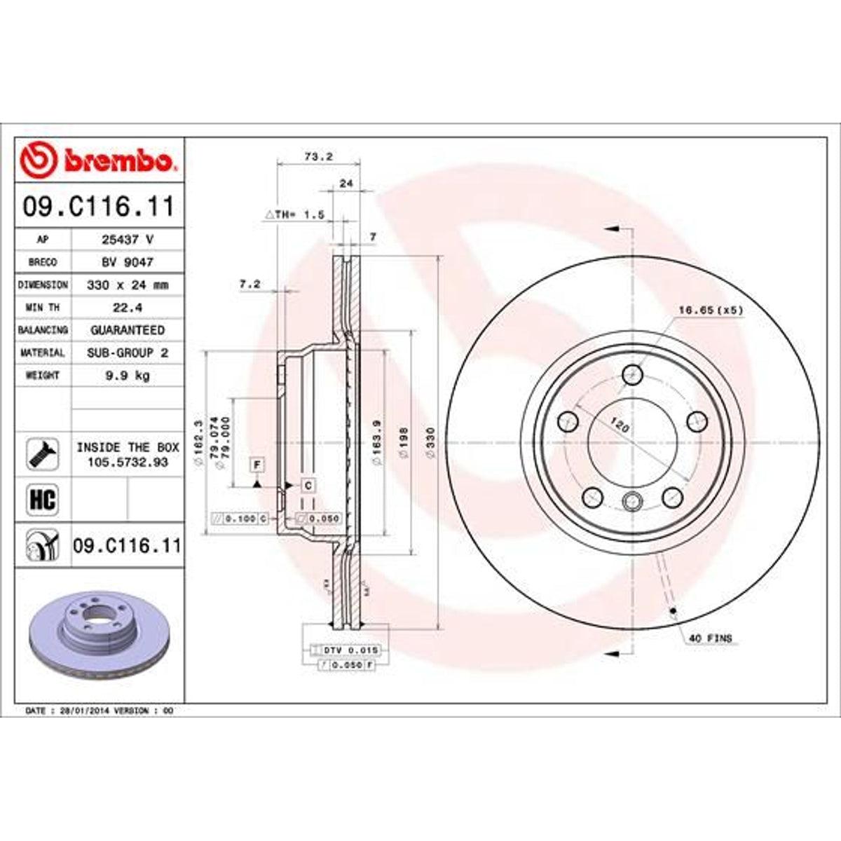 Disco de freno delantero bilateral ventilado · 34116792221