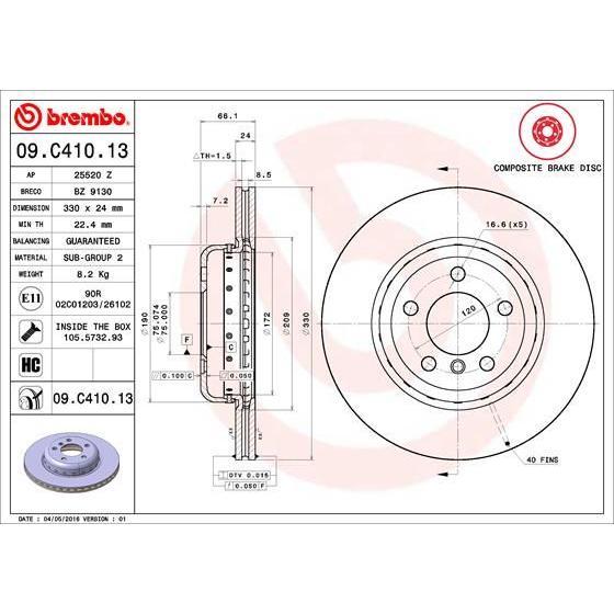 Disco de freno delatero ventilado · 34116794429