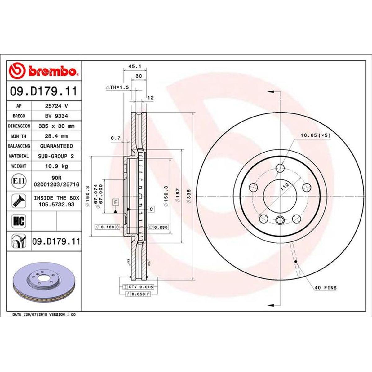 Disco de freno delantero bilateral ventilado