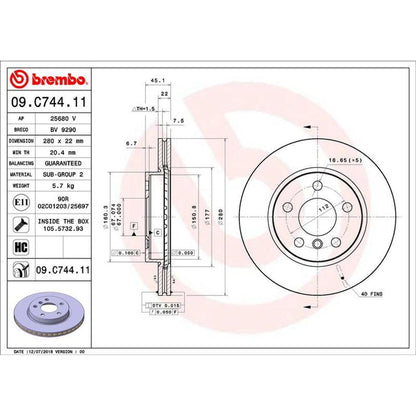 Disco de freno delantero bilateral ventilado