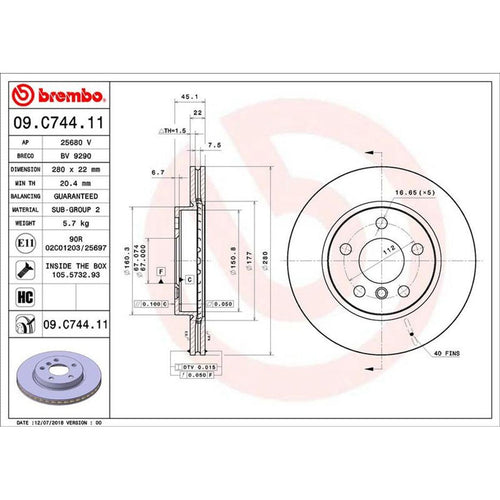 Disco de freno delantero bilateral ventilado · 34116866295