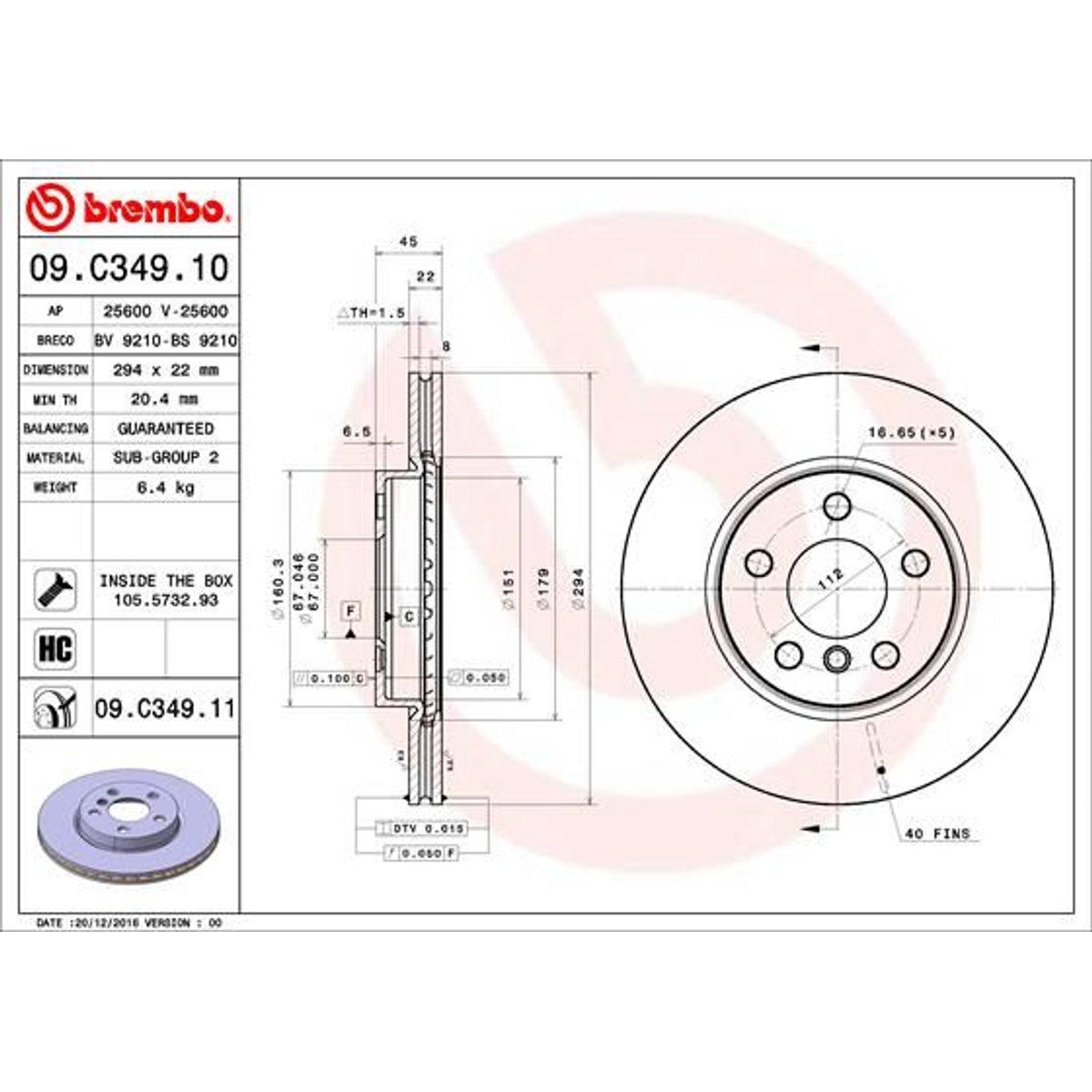 Disco de freno delantero bilateral ventilado