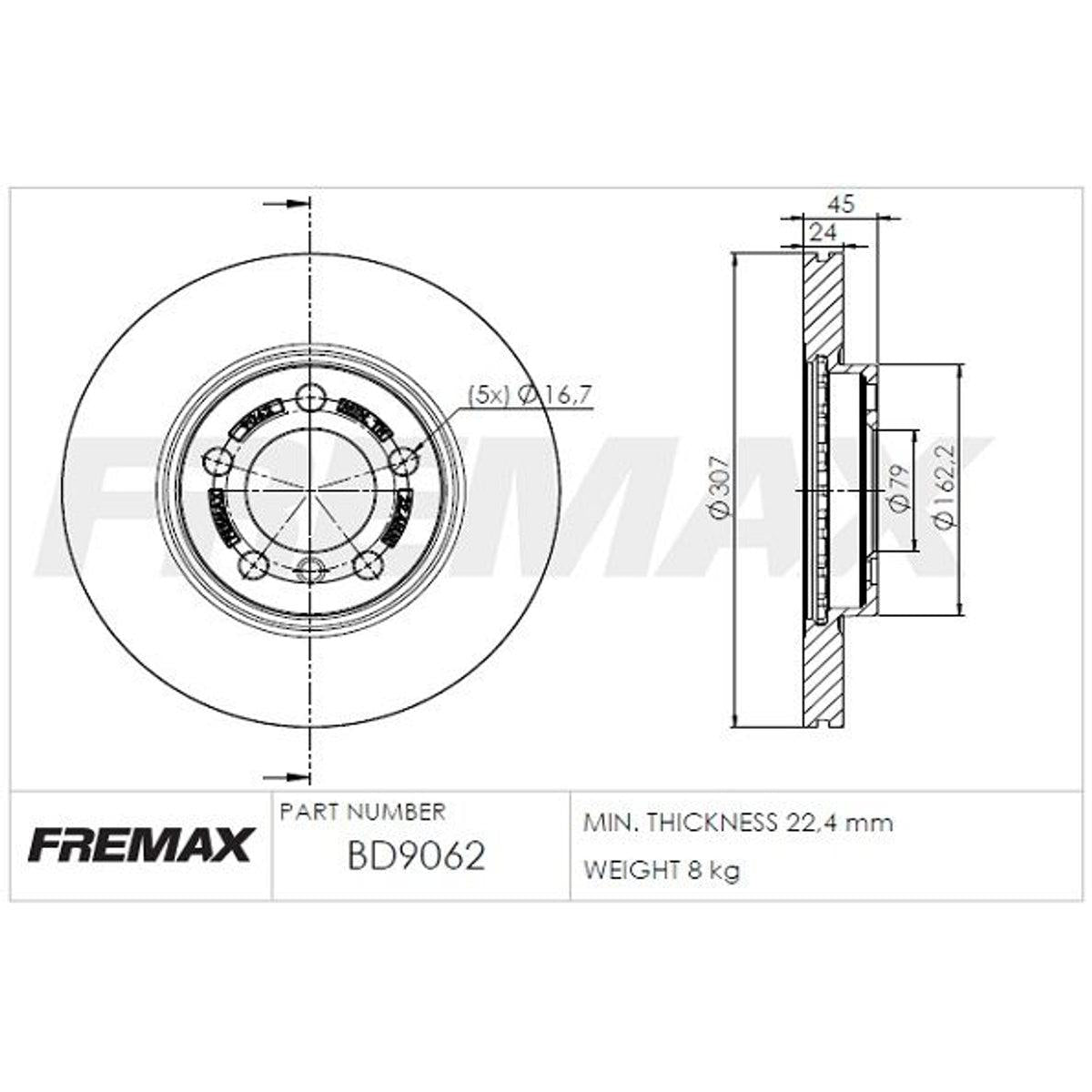 Disco de freno delantero bilateral ventilado