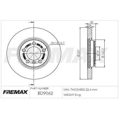Disco de freno delantero bilateral ventilado