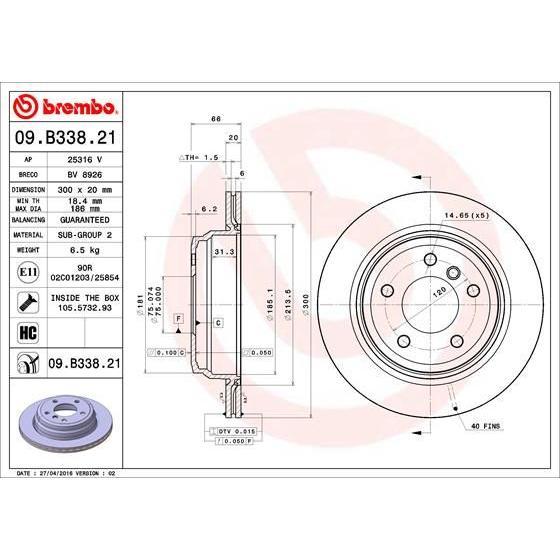 Disco de freno trasero bilateral ventilado