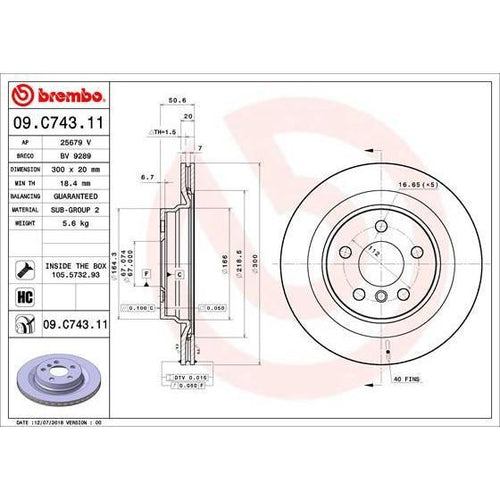 Disco de freno trasero bilateral ventilado