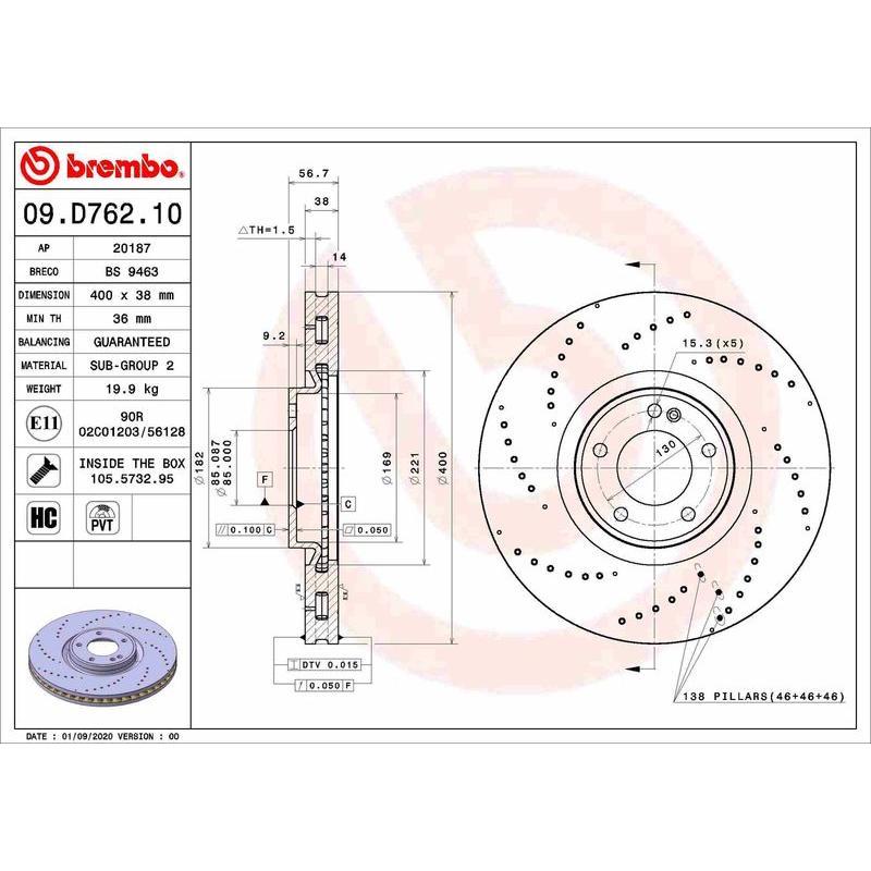 Disco de freno delantero hiper ventilado