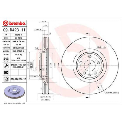 Disco de freno delantero bilateral ventilado