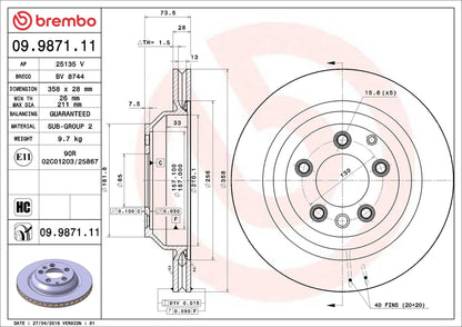 Disco de freno trasero bilateral ventilado