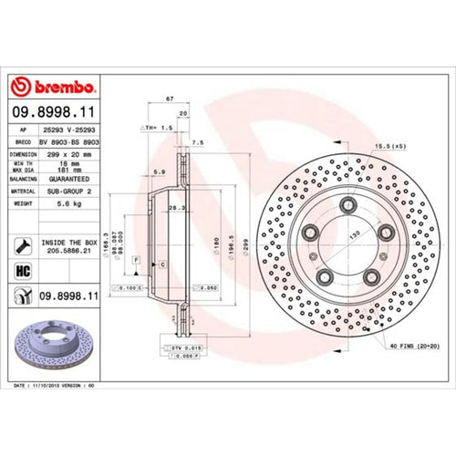 Disco de freno trasero bilateral hiperventilado