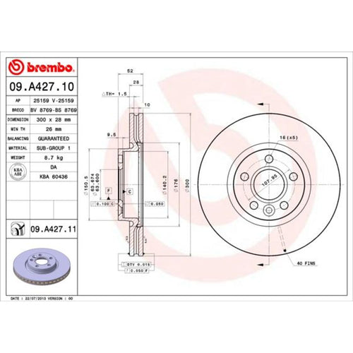 Disco de freno delantero bilateral ventilado
